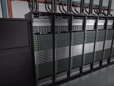 AI Server Rack with Liquid Cooling System Single Row Deployment 3D model