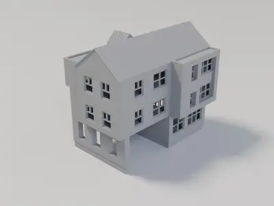 HO Scale 3D Print -The Monolith- Brutalist Modern Res Building 3D print model