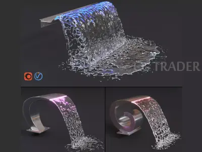  Waterfall Cobra and Snail and wide Cascade 3D model