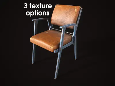 Wooden shabby armchair Low-poly 3D model
