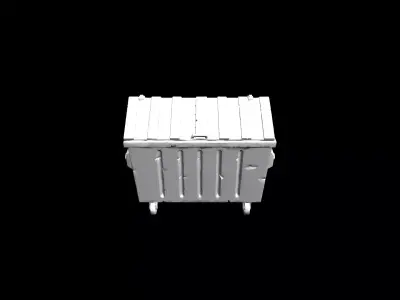 Low Poly Stylized Olive Industrial Dumpster Low-poly 3D model