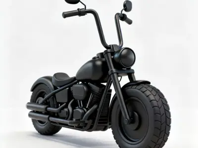 Stylized Cartoon Toy Chopper Black Motorcycle 3d model Low-poly 3D model