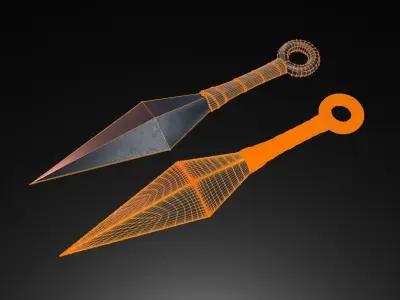 Kunai Low Poly pair of swords Free low-poly 3D model