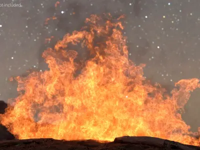 Intense Bonfire Flame VDB Animated for Blender 3D model
