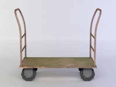 Trolley metal hand cart with wheels Low-poly 3D model