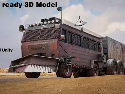 Apocalyptic Bus 3D Vehicles Low-poly 3D model