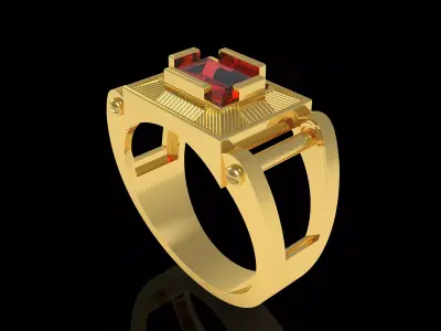 Baguette Gents Ring 3D print model
