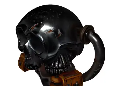 Industrial Locked Metal Skull Low-poly 3D model