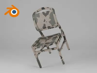 Camouflage military chair 3D model