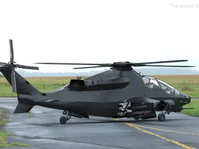 Military Attack Helicopter with Weapon 3D model