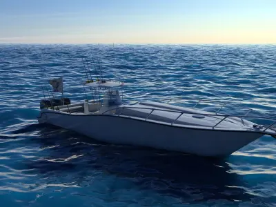 Boston Whaler Center Console Sport Fishing Boat Low-poly 3D model