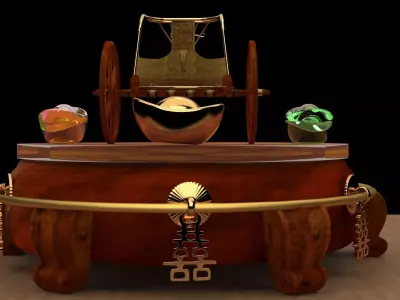 King Tut Chariot figure Low-poly 3D model