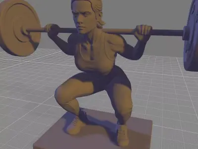 Female Barbell Squat  Mid Motion Gym Pose 3D print model
