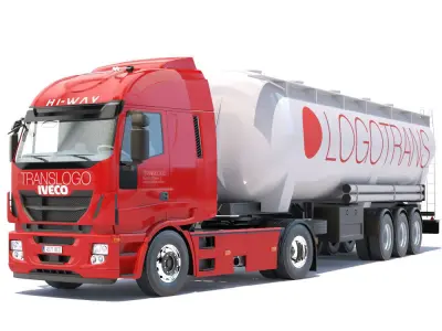 IVECO Hi-Way with Tipping Silo 3D model