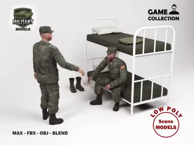 Military Barracks - Scene 1 Low-poly 3D model