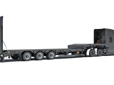 Truck with Platform Trailer 3D model purchase