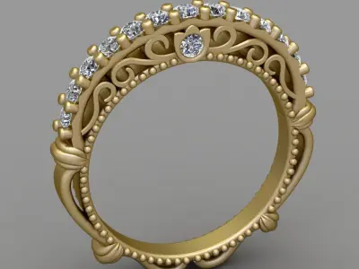 Antique Diamond Ring 3D print model
