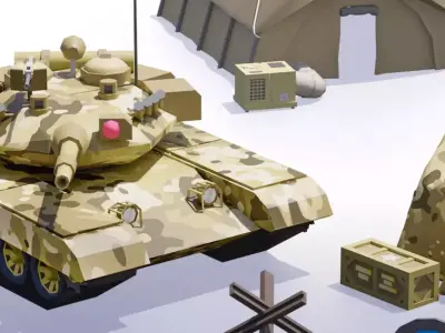 Low Poly Military Base Pack  Low-poly 3D model