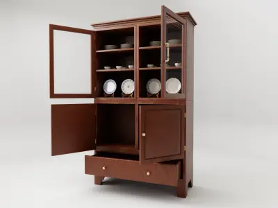 Antique Wood Cabinet 3D model