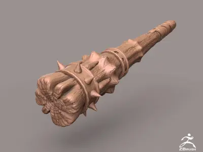 Spiked orc war club Low-poly 3D model Low-poly 3D model