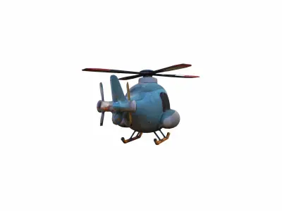 Square Crop Of Helicopter Flying In Sky 3d Render 3D model