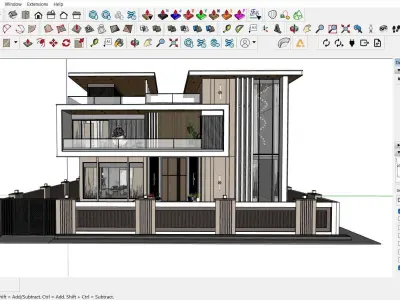Modern Luxury Villa  Premium Materials  LowPoly 3D Model Low-poly 3D model