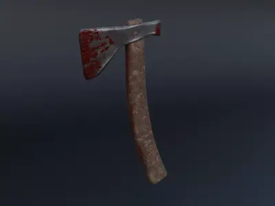 Blood covered wooden axe Low-poly 3D model