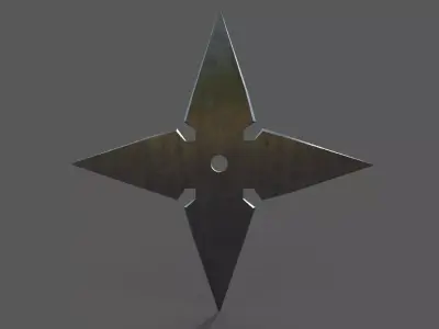 Shiriken Low-poly 3D model metal cross Low-poly 3D model
