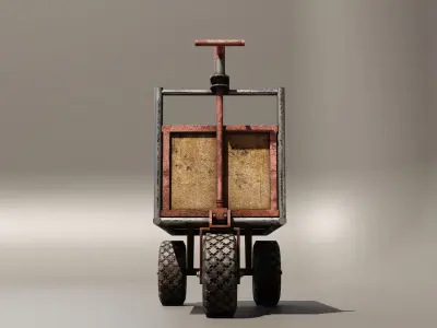 Old three wheeled cart 3D model