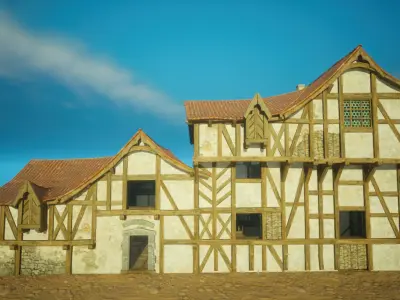 Medieval old House3-interior and exterior design Low-poly 3D model