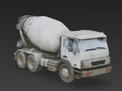 Cracked Concrete Ruined Cement Mixer 3D Model Low-poly 3D model