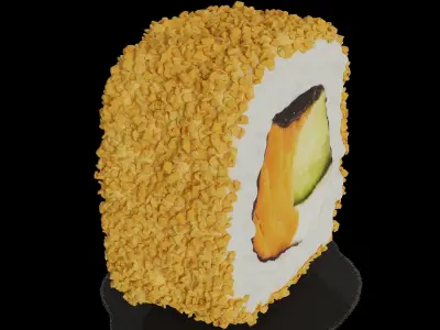 Sushi Salmon cucumber tempura cream 3D model
