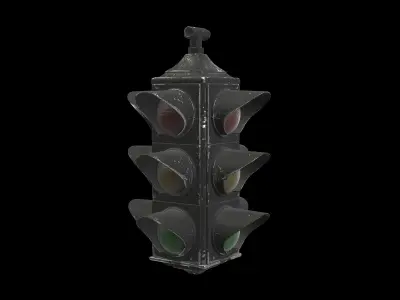 quadruple traffic lights 02 3D model