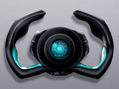 Sporty steering wheel concept design for sports car 3D model
