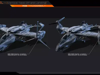 VTOL - A30 Thunderbolt Low-poly 3D model