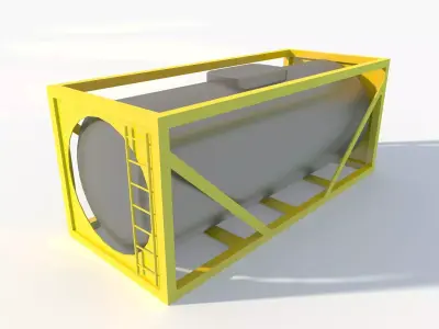 Oil Fuel Tank for Cargo Barge Ships Low-poly 3D model