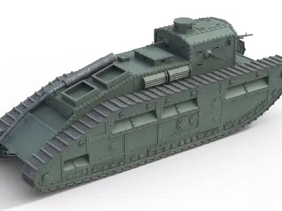 Medium Mark C Medium tank Low-poly 3D model