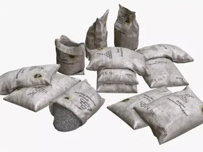 Gravel Bags Low-poly 3D model
