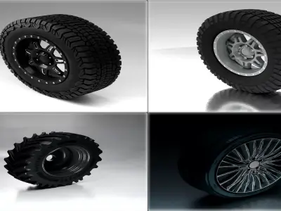 Realistic Wheels  Tires 3D Pack Off Road Sport  Truck Collection 3D model