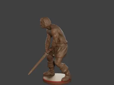 Male Barbarian 2HSword Attacking3 3D print model