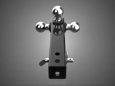 THREE 3 TRIPLE HITCH BALL MOUNT TRAILER SHANK RECEIVER TOWING 3D model