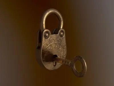Simple Padlock Low-poly 3D model