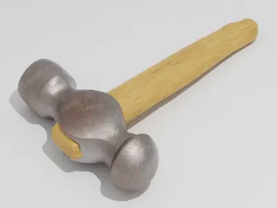Hammer with wooden handle 3D model