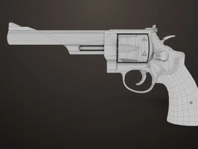 7 Silver Revolvers Collection All PBR Unity UE Textures 3D Model Pack