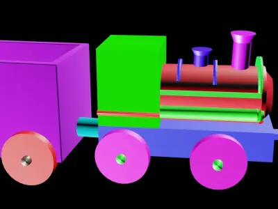 KIDS CARTOON TRAIN Low-poly 3D model