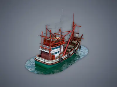 Thai Fishing boat Low-poly 3D model