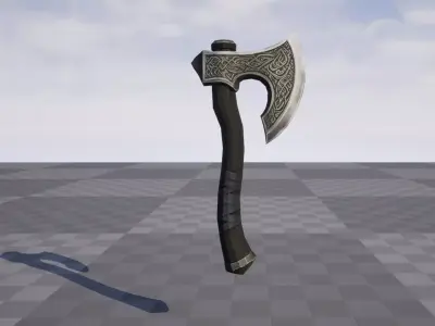 Dark Silver Axe - Game Ready Weapon Low-poly 3D model