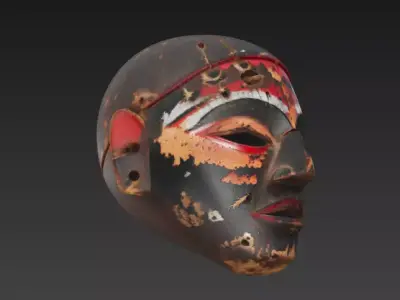 Antique Carved Tribal Mask 3D Model Low-poly 3D model