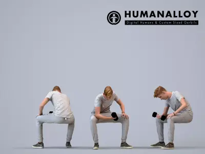 00085Ewoud004 - Adult Caucasian man exercising in casual summer 3D model