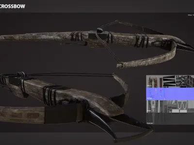 Medieval Crossbow Low-poly 3D model get